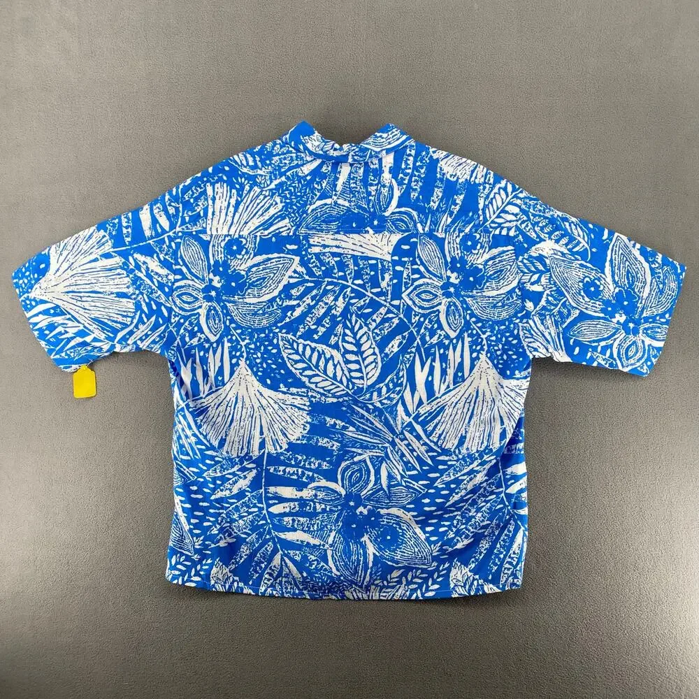Vtg NOS 80s 90s Two Potato Resortwear Matching Vacation Set Botanical Print Blue